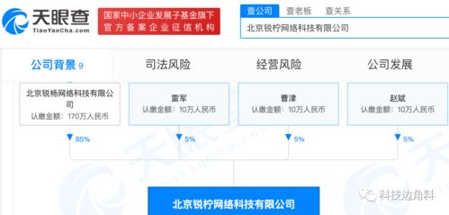 雷军等参股成立北京锐柠网络科技公司,持股5